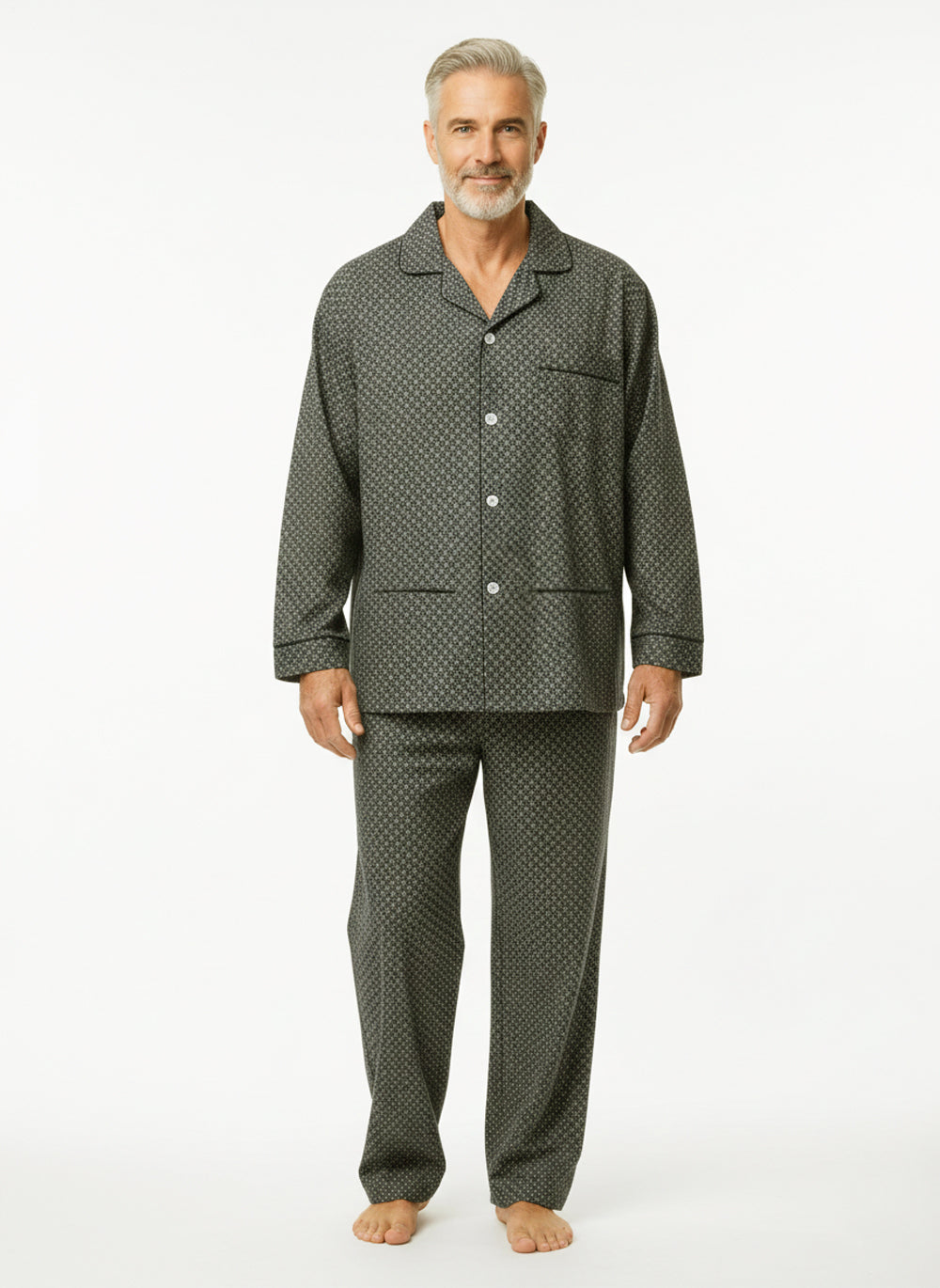פיג'מת פלנל מכופתרת
