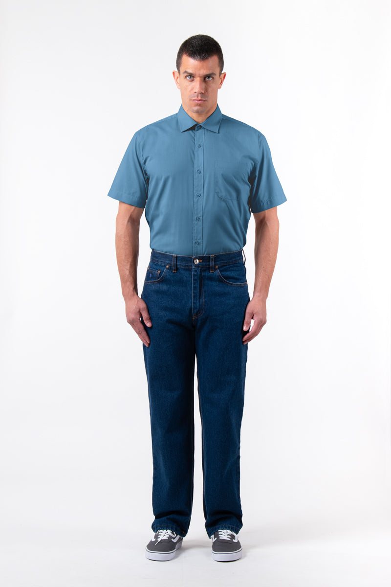 חולצת מכופתרת שרוולים קצרים וכיס